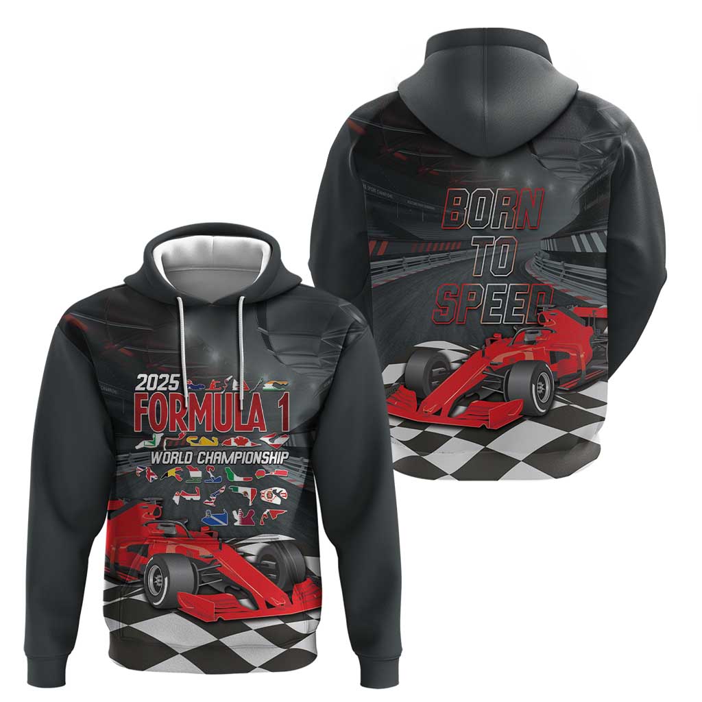 Racing Car 2025 Zip Hoodie GP Circuits Born To Speed - Wonder Print Shop