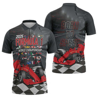 Racing Car 2025 Zipper Polo Shirt GP Circuits Born To Speed - Wonder Print Shop