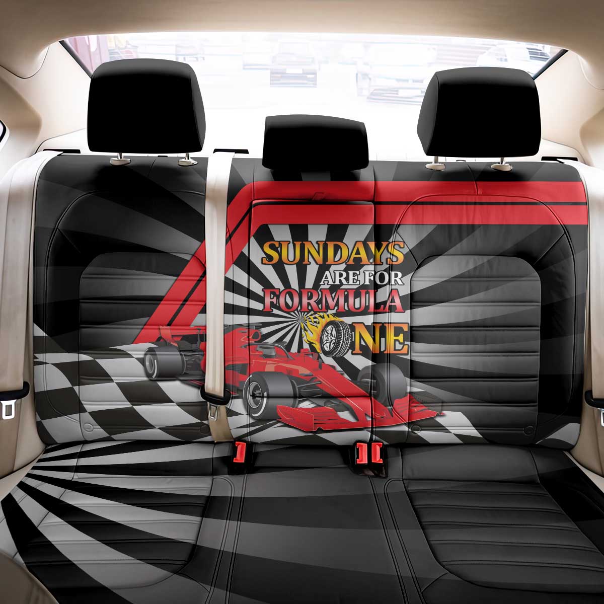 Sundays Are For Formula Racing Back Car Seat Cover - Wonder Print Shop