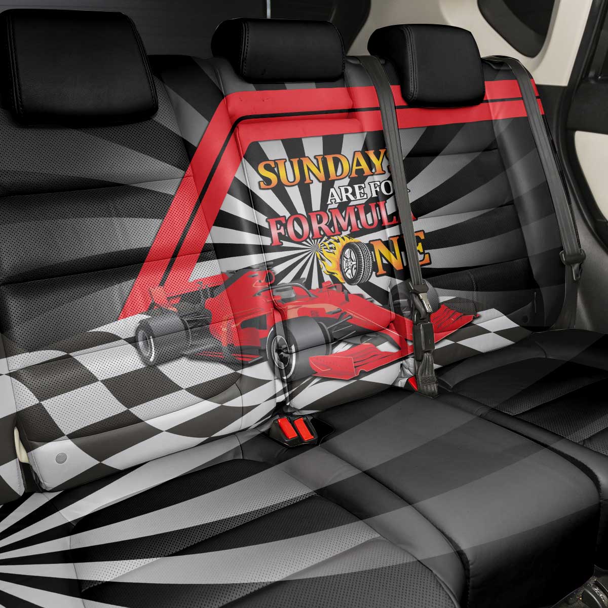 Sundays Are For Formula Racing Back Car Seat Cover - Wonder Print Shop
