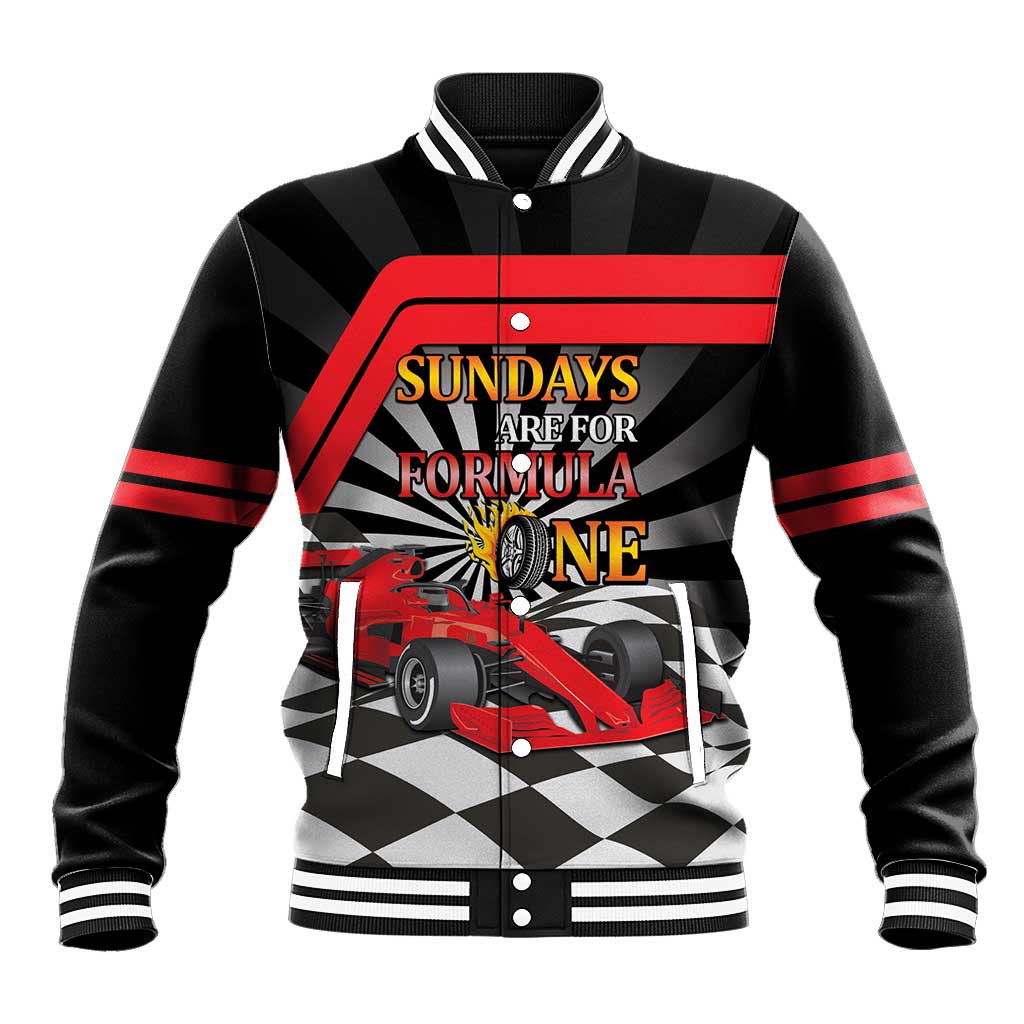 Sundays Are For Formula Racing Baseball Jacket - Wonder Print Shop