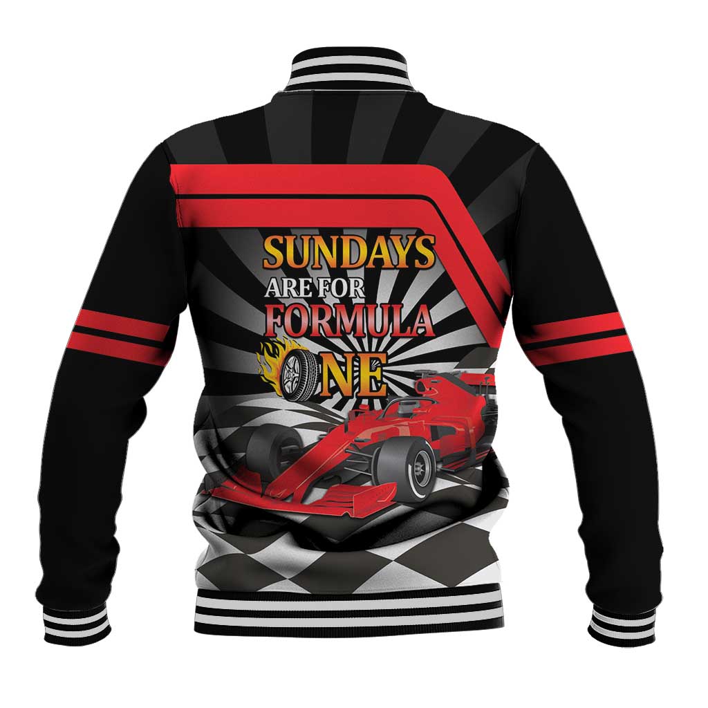 Sundays Are For Formula Racing Baseball Jacket - Wonder Print Shop