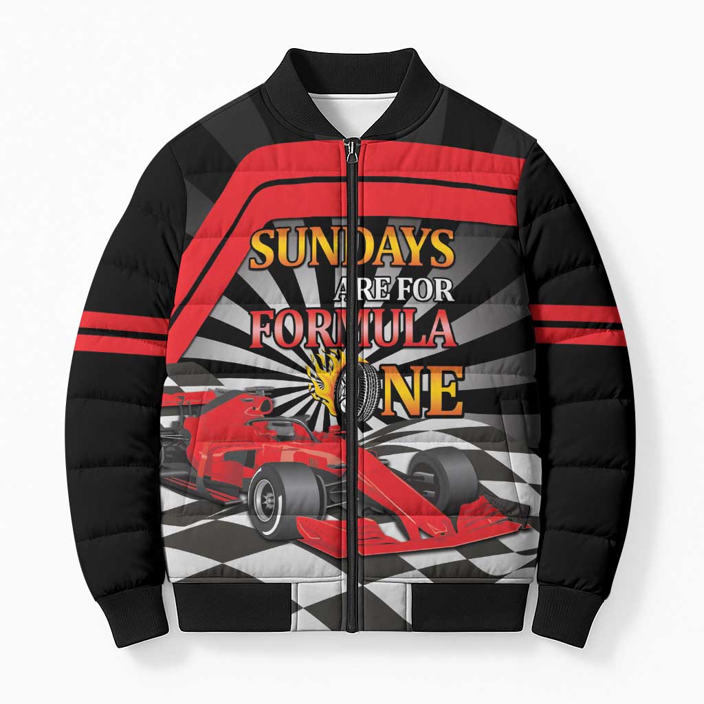 Sundays Are For Formula Racing Bomber Puffer Jacket - Wonder Print Shop