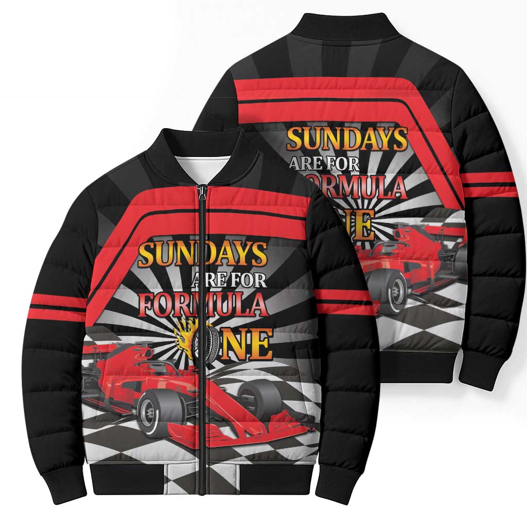 Sundays Are For Formula Racing Bomber Puffer Jacket - Wonder Print Shop