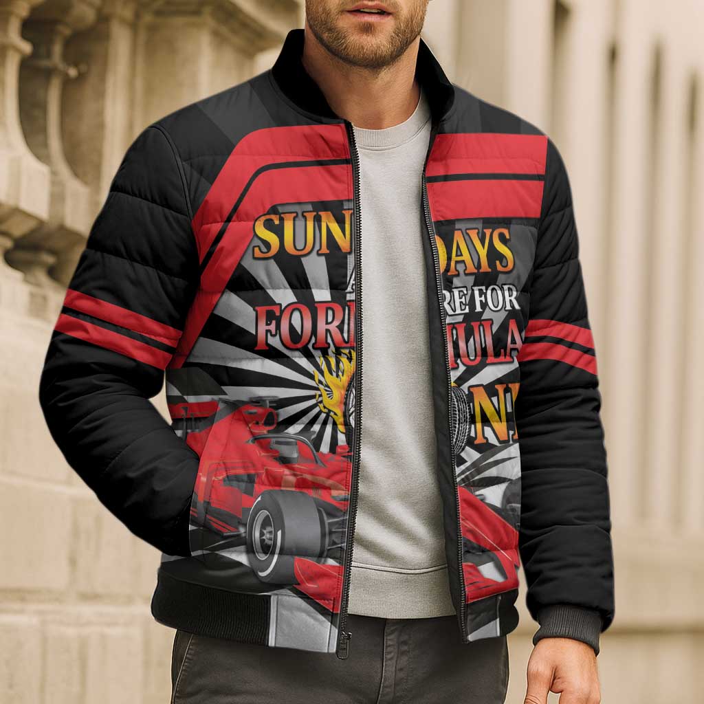 Sundays Are For Formula Racing Bomber Puffer Jacket - Wonder Print Shop