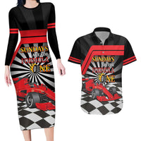 Sundays Are For Formula Racing Couples Matching Long Sleeve Bodycon Dress and Hawaiian Shirt - Wonder Print Shop