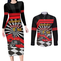 Sundays Are For Formula Racing Couples Matching Long Sleeve Bodycon Dress and Long Sleeve Button Shirt - Wonder Print Shop