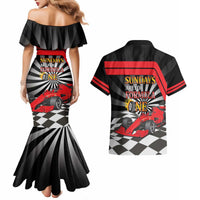 Sundays Are For Formula Racing Couples Matching Mermaid Dress and Hawaiian Shirt - Wonder Print Shop