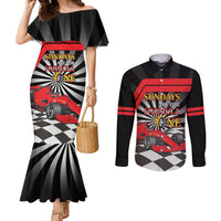 Sundays Are For Formula Racing Couples Matching Mermaid Dress and Long Sleeve Button Shirt - Wonder Print Shop