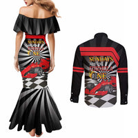 Sundays Are For Formula Racing Couples Matching Mermaid Dress and Long Sleeve Button Shirt - Wonder Print Shop