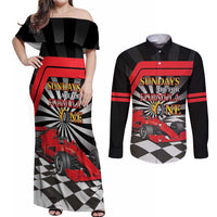 Sundays Are For Formula Racing Couples Matching Off Shoulder Maxi Dress and Long Sleeve Button Shirt - Wonder Print Shop