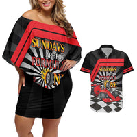 Sundays Are For Formula Racing Couples Matching Off Shoulder Short Dress and Hawaiian Shirt - Wonder Print Shop