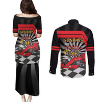 Sundays Are For Formula Racing Couples Matching Puletasi and Long Sleeve Button Shirt - Wonder Print Shop