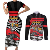 Sundays Are For Formula Racing Couples Matching Short Sleeve Bodycon Dress and Long Sleeve Button Shirt - Wonder Print Shop