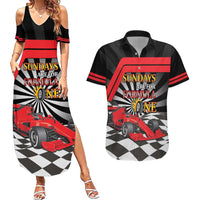 Sundays Are For Formula Racing Couples Matching Summer Maxi Dress and Hawaiian Shirt - Wonder Print Shop