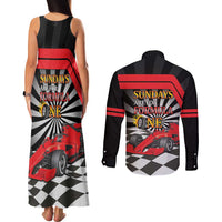 Sundays Are For Formula Racing Couples Matching Tank Maxi Dress and Long Sleeve Button Shirt - Wonder Print Shop