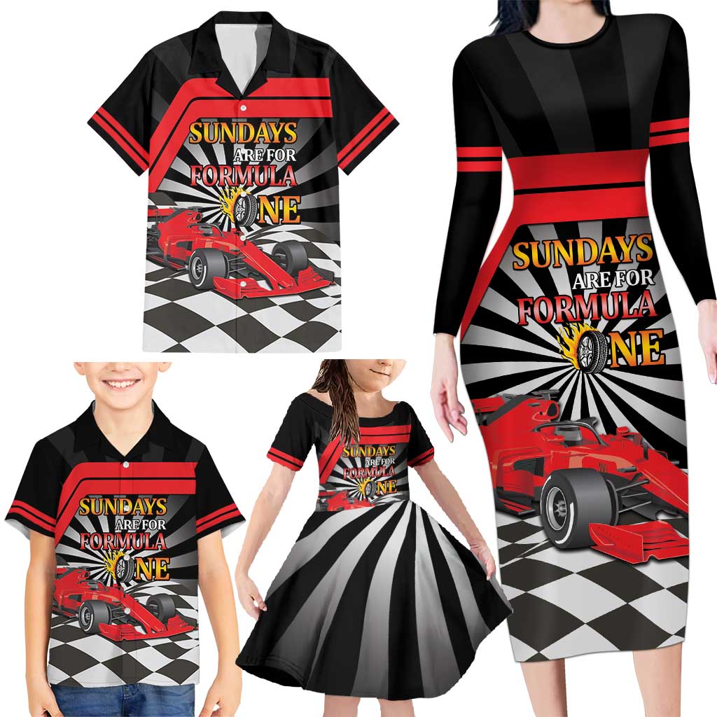 Sundays Are For Formula Racing Family Matching Long Sleeve Bodycon Dress and Hawaiian Shirt - Wonder Print Shop