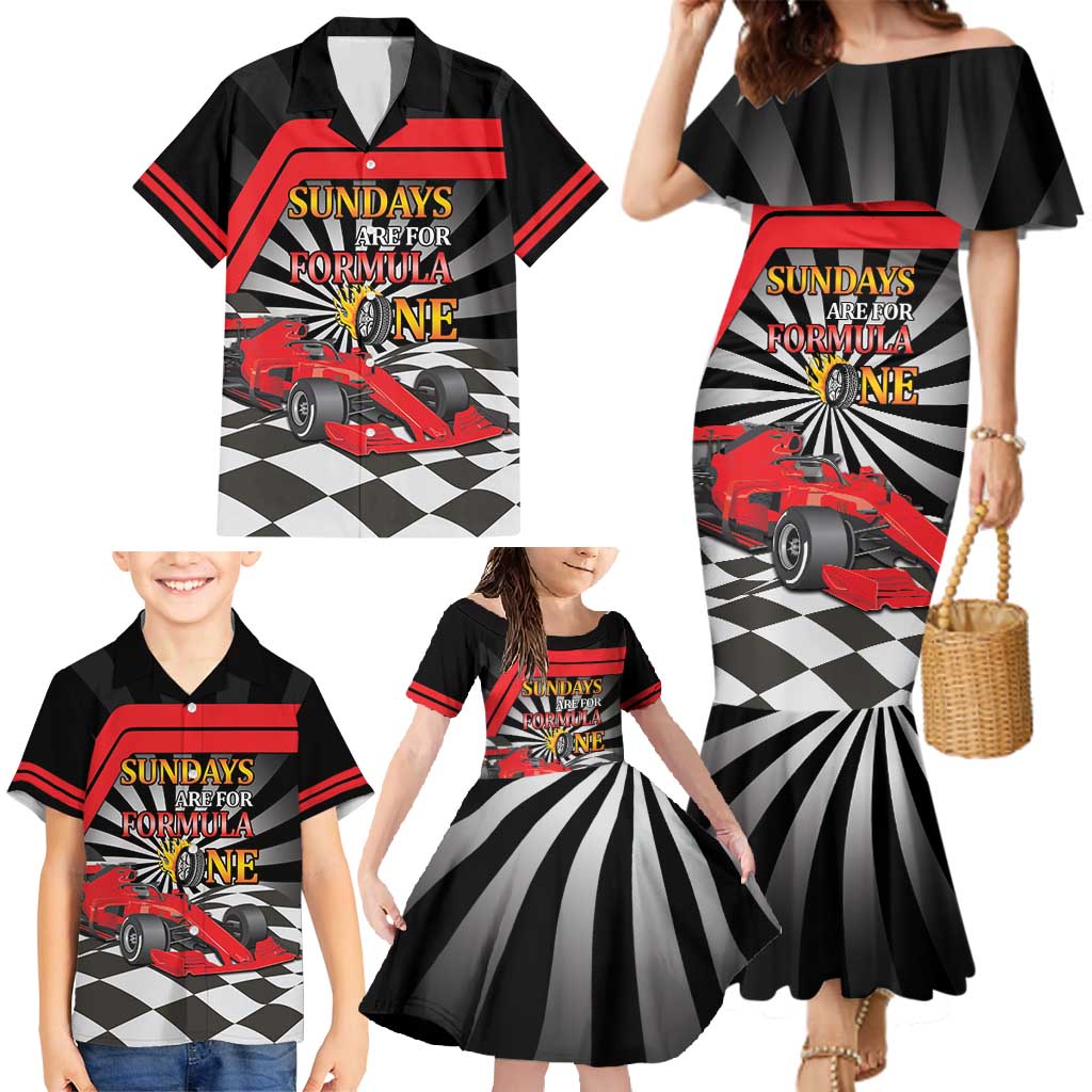 Sundays Are For Formula Racing Family Matching Mermaid Dress and Hawaiian Shirt - Wonder Print Shop