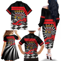 Sundays Are For Formula Racing Family Matching Off The Shoulder Long Sleeve Dress and Hawaiian Shirt - Wonder Print Shop