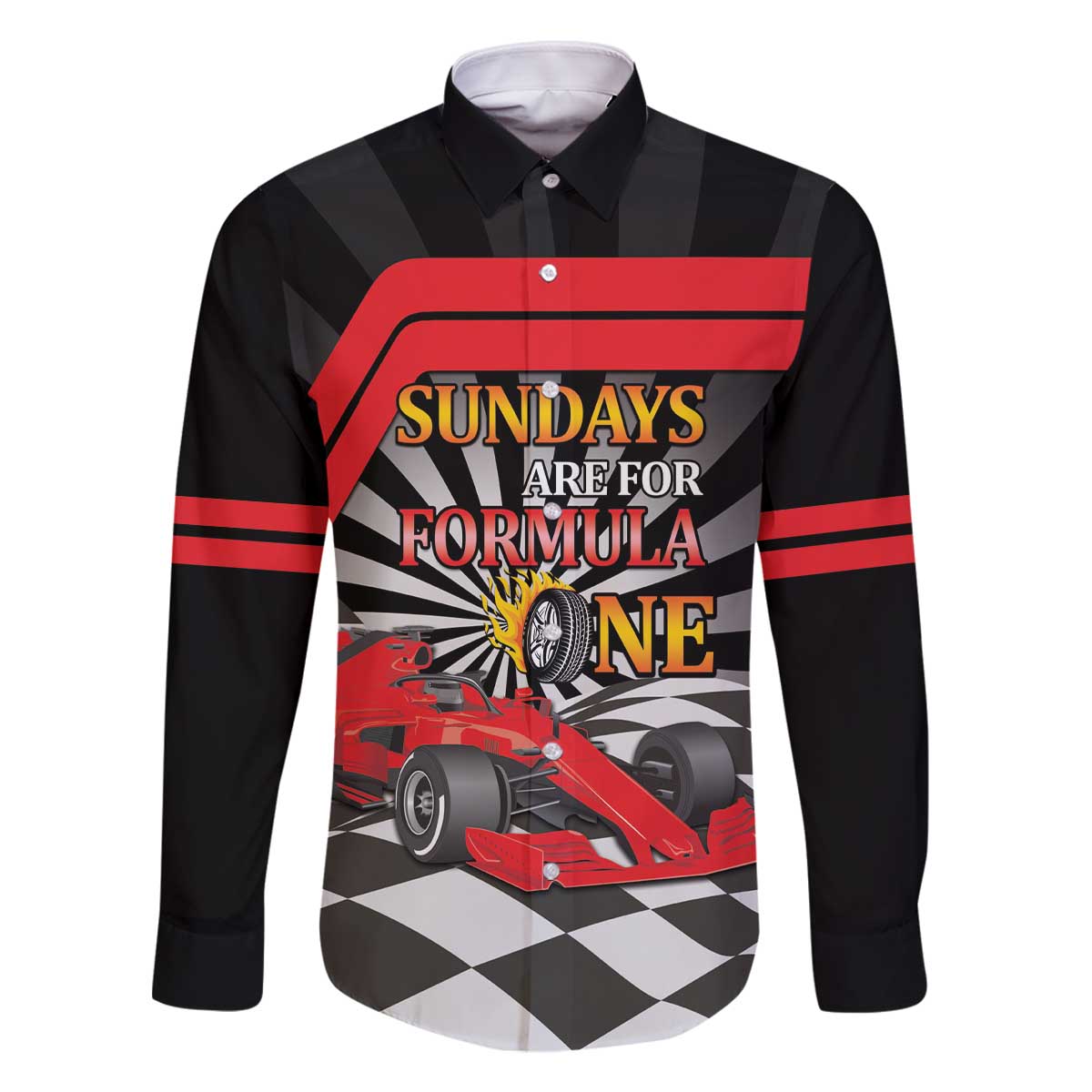 Sundays Are For Formula Racing Family Matching Off The Shoulder Long Sleeve Dress and Hawaiian Shirt - Wonder Print Shop