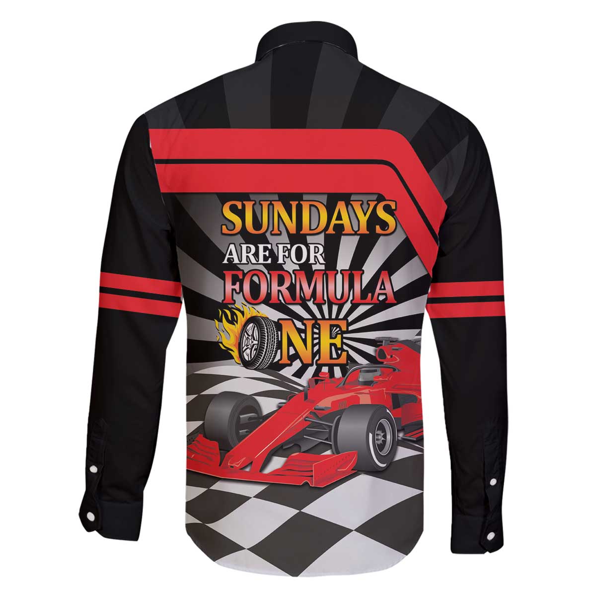 Sundays Are For Formula Racing Family Matching Off The Shoulder Long Sleeve Dress and Hawaiian Shirt - Wonder Print Shop