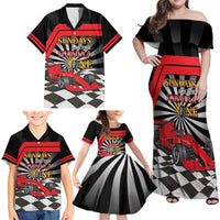 Sundays Are For Formula Racing Family Matching Off Shoulder Maxi Dress and Hawaiian Shirt - Wonder Print Shop