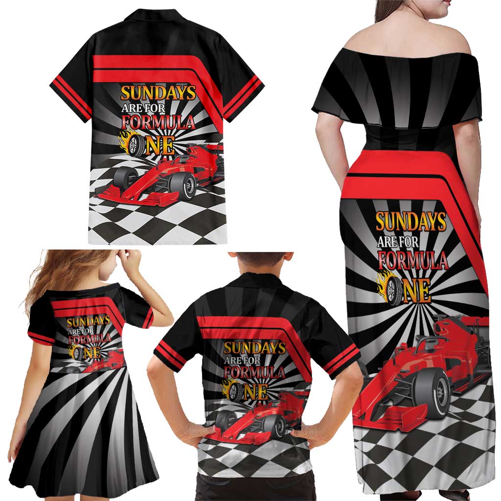 Sundays Are For Formula Racing Family Matching Off Shoulder Maxi Dress and Hawaiian Shirt - Wonder Print Shop