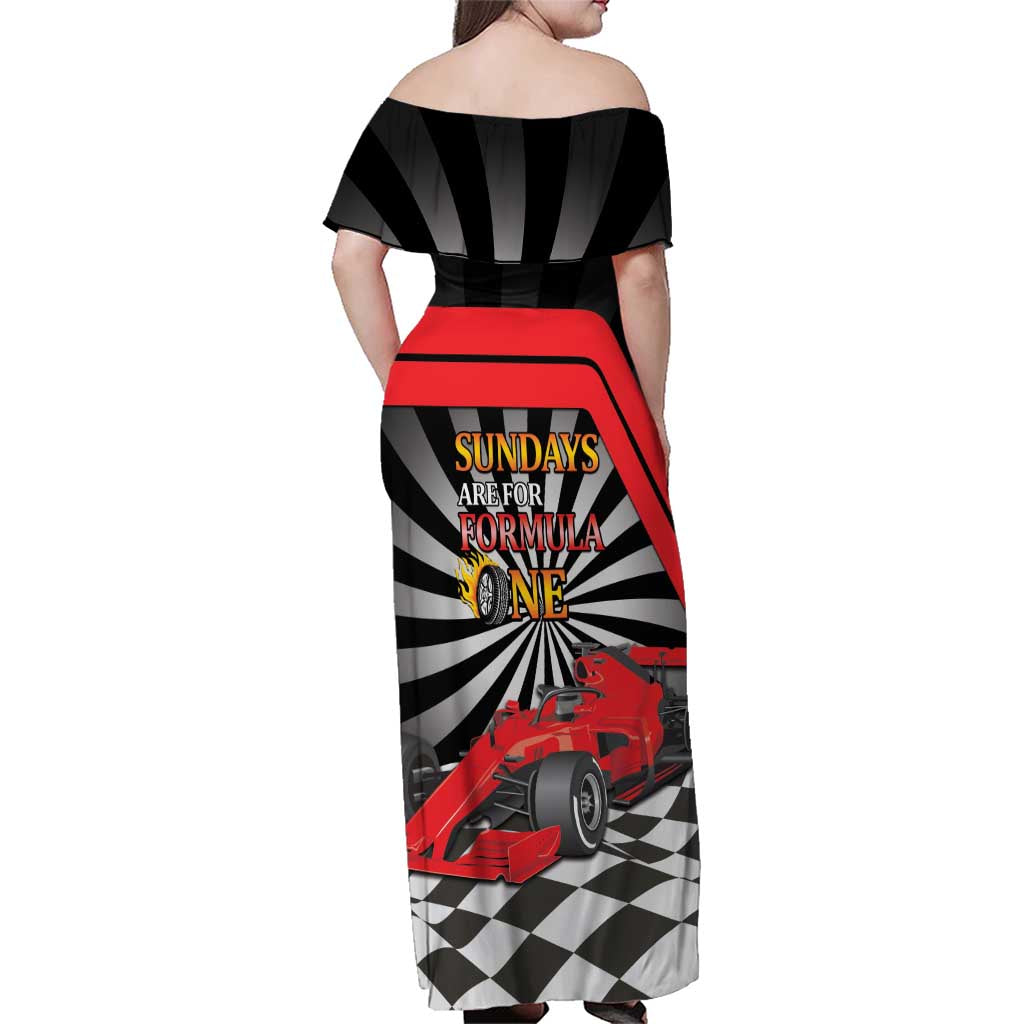 Sundays Are For Formula Racing Family Matching Off Shoulder Maxi Dress and Hawaiian Shirt - Wonder Print Shop