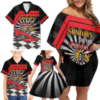 Sundays Are For Formula Racing Family Matching Off Shoulder Short Dress and Hawaiian Shirt - Wonder Print Shop