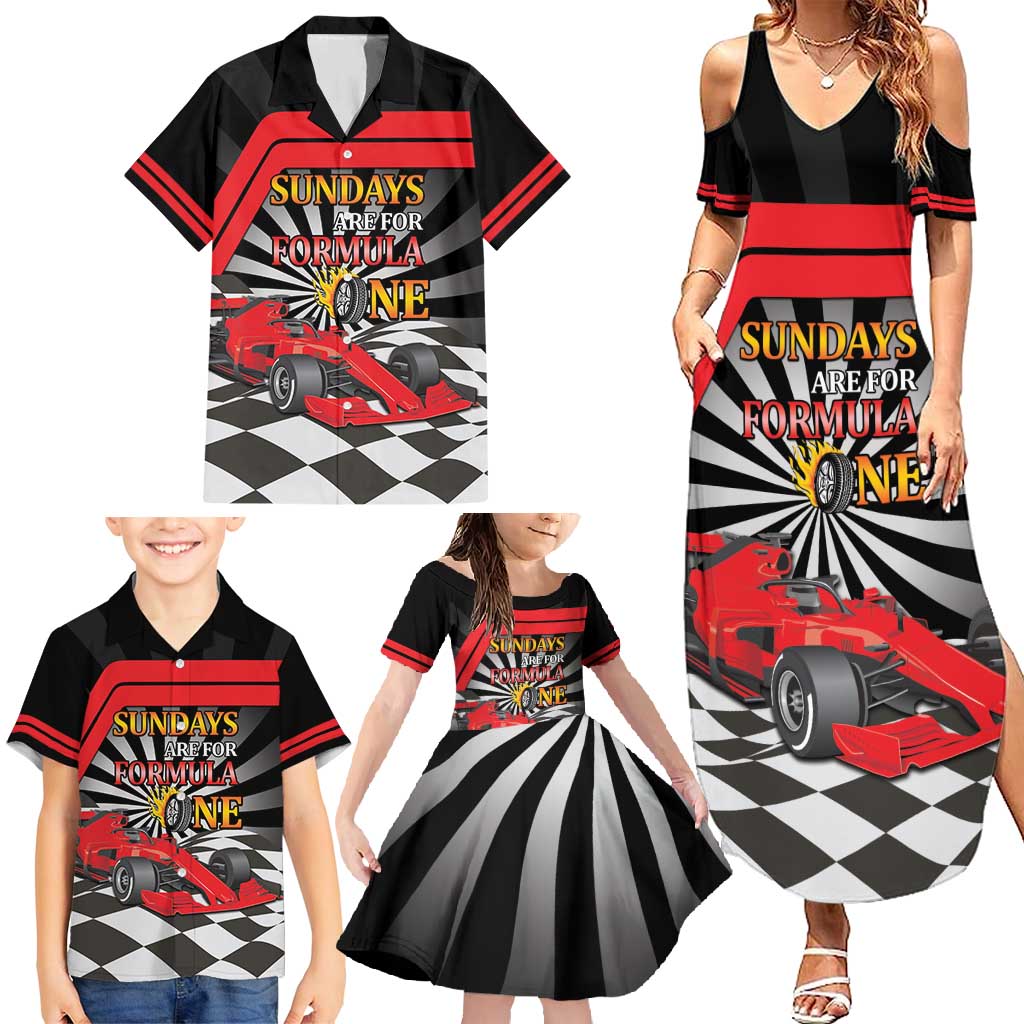 Sundays Are For Formula Racing Family Matching Summer Maxi Dress and Hawaiian Shirt - Wonder Print Shop