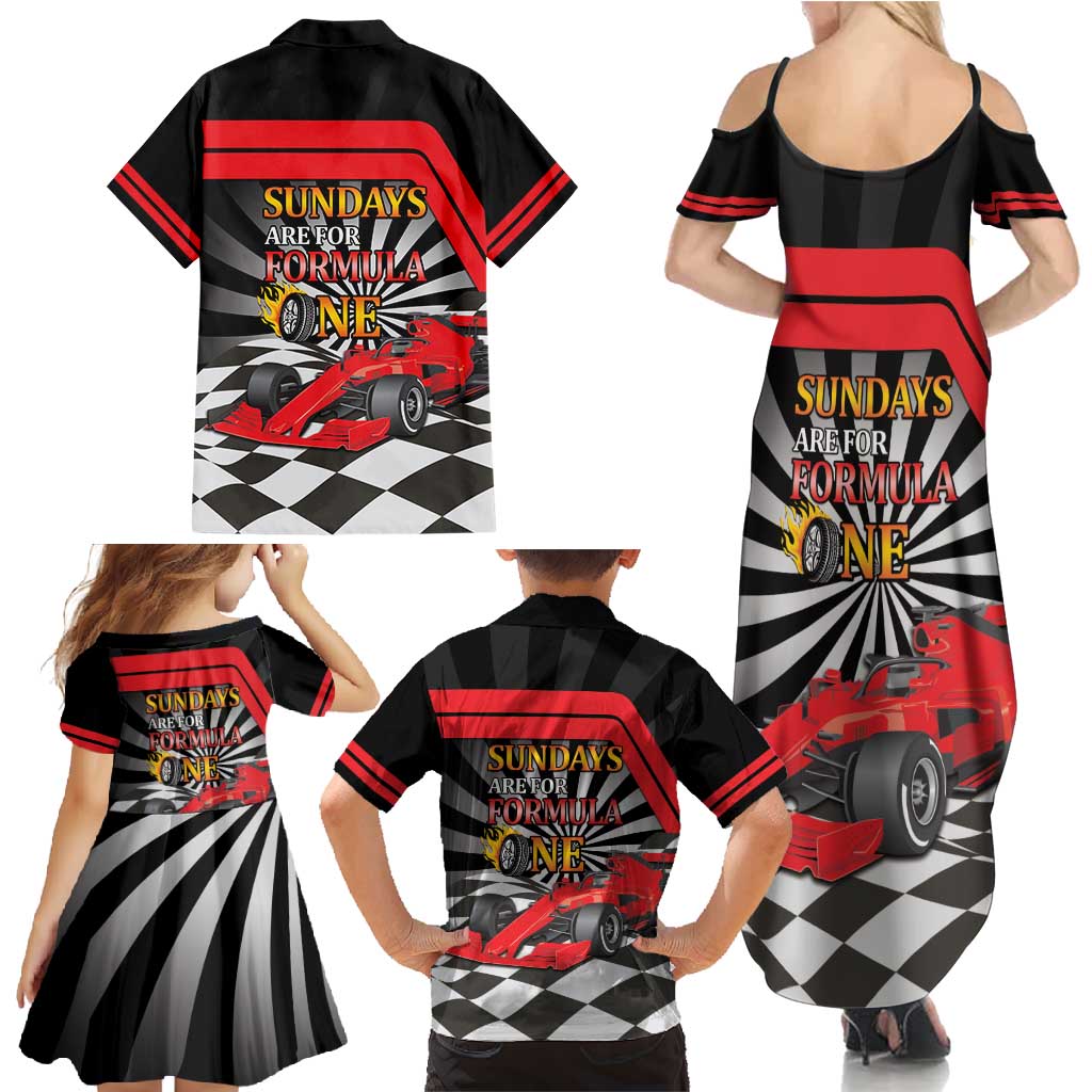Sundays Are For Formula Racing Family Matching Summer Maxi Dress and Hawaiian Shirt - Wonder Print Shop