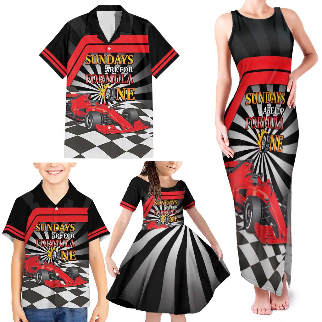 Sundays Are For Formula Racing Family Matching Tank Maxi Dress and Hawaiian Shirt - Wonder Print Shop