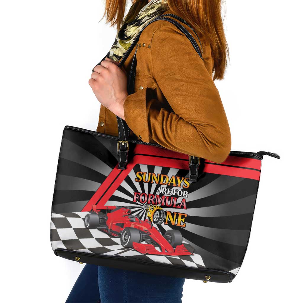 Sundays Are For Formula Racing Leather Tote Bag - Wonder Print Shop
