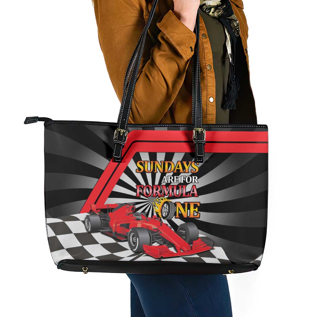 Sundays Are For Formula Racing Leather Tote Bag - Wonder Print Shop