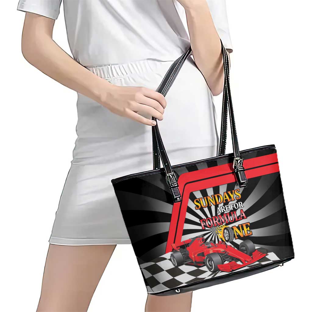 Sundays Are For Formula Racing Leather Tote Bag - Wonder Print Shop