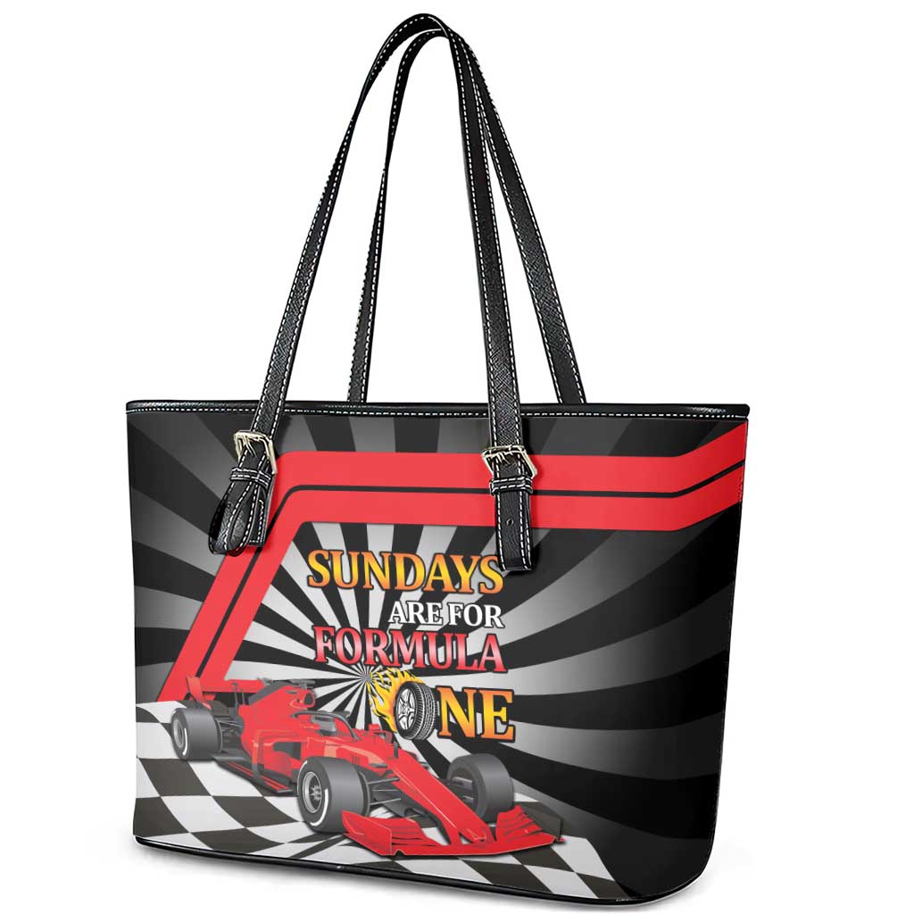Sundays Are For Formula Racing Leather Tote Bag - Wonder Print Shop