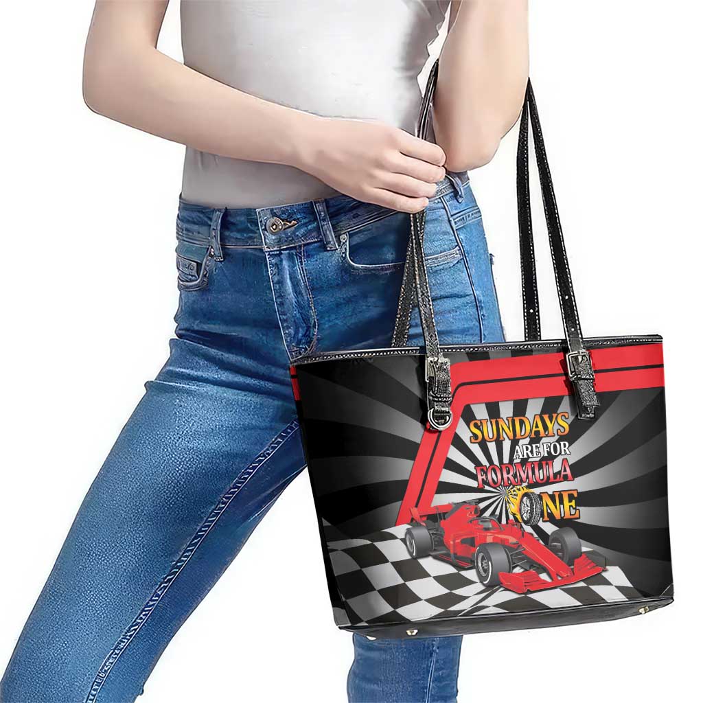 Sundays Are For Formula Racing Leather Tote Bag - Wonder Print Shop