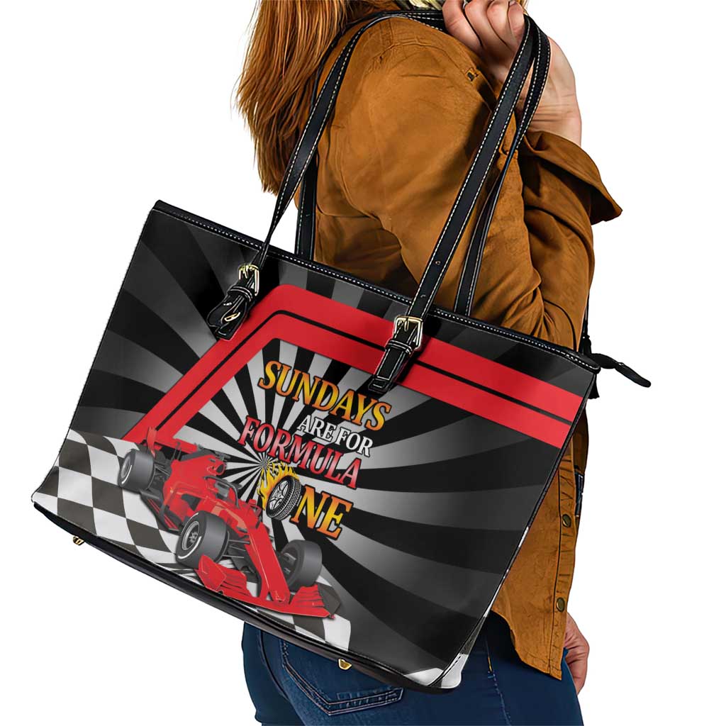 Sundays Are For Formula Racing Leather Tote Bag - Wonder Print Shop