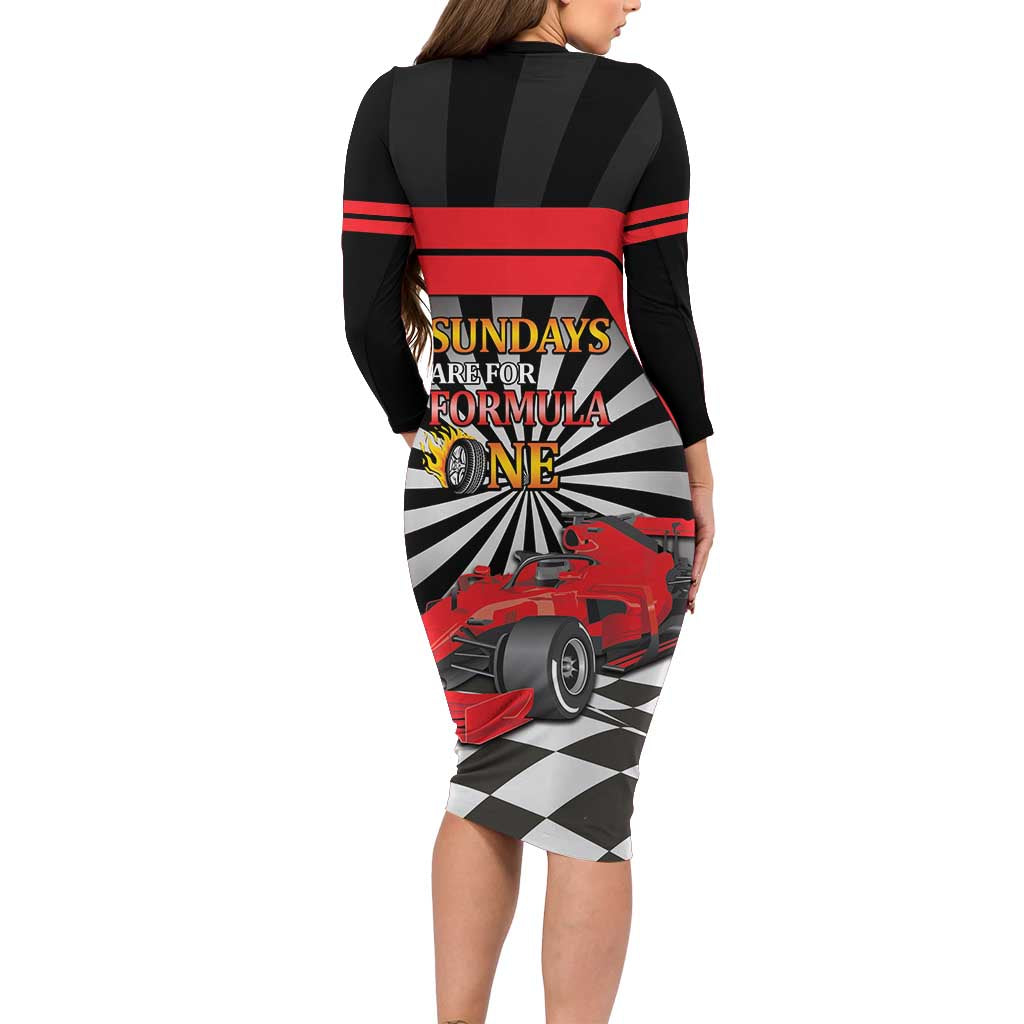 Sundays Are For Formula Racing Long Sleeve Bodycon Dress - Wonder Print Shop