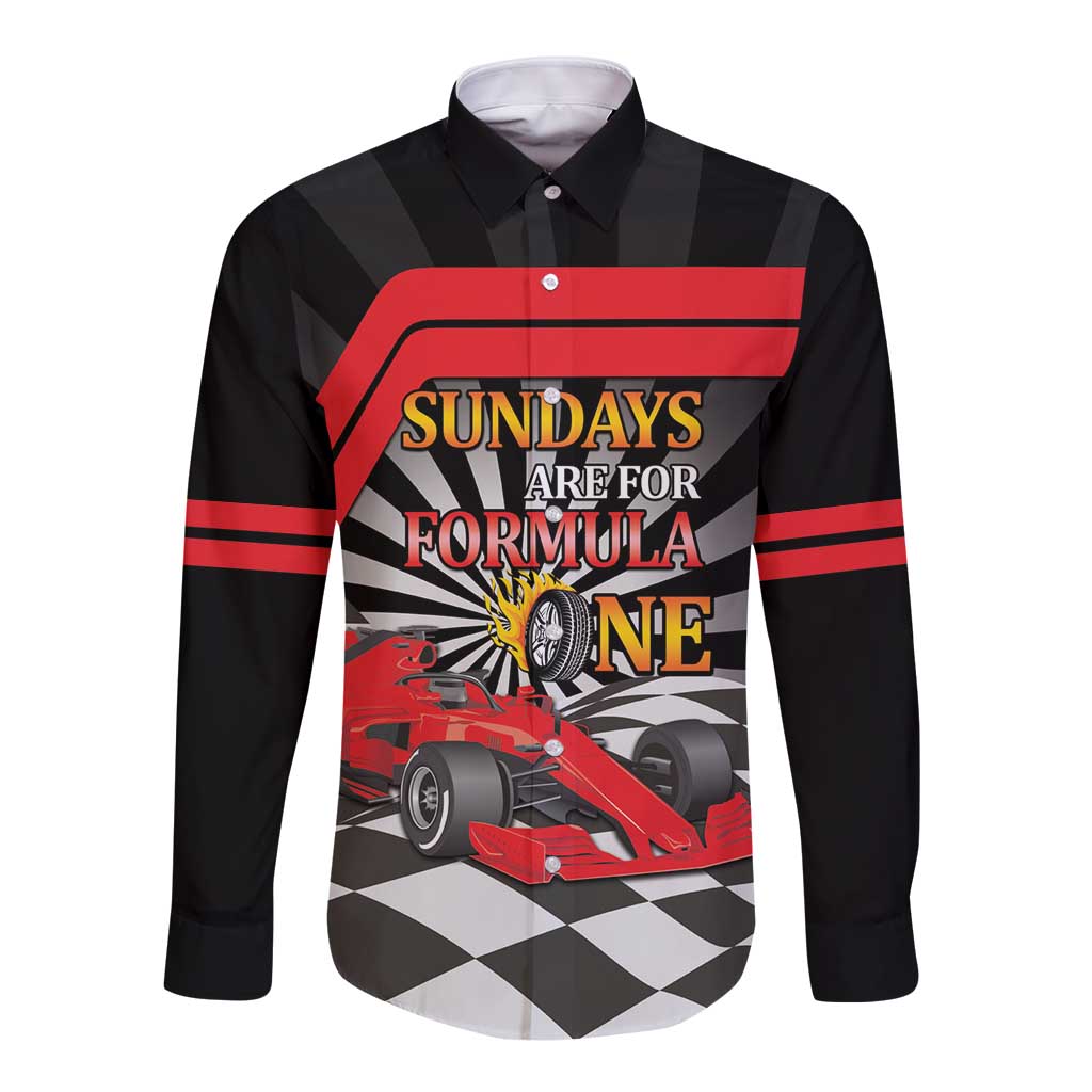 Sundays Are For Formula Racing Long Sleeve Button Shirt - Wonder Print Shop