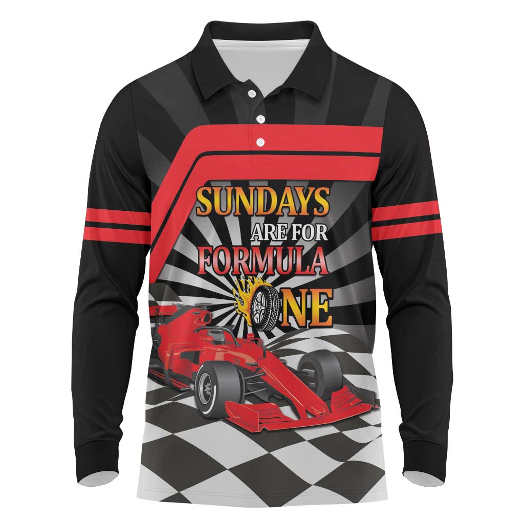 Sundays Are For Formula Racing Long Sleeve Polo Shirt - Wonder Print Shop