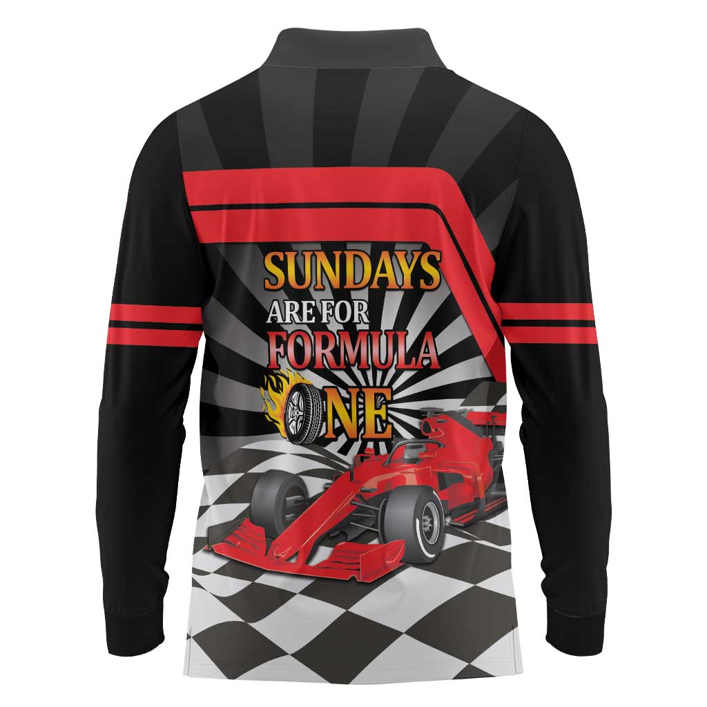 Sundays Are For Formula Racing Long Sleeve Polo Shirt - Wonder Print Shop