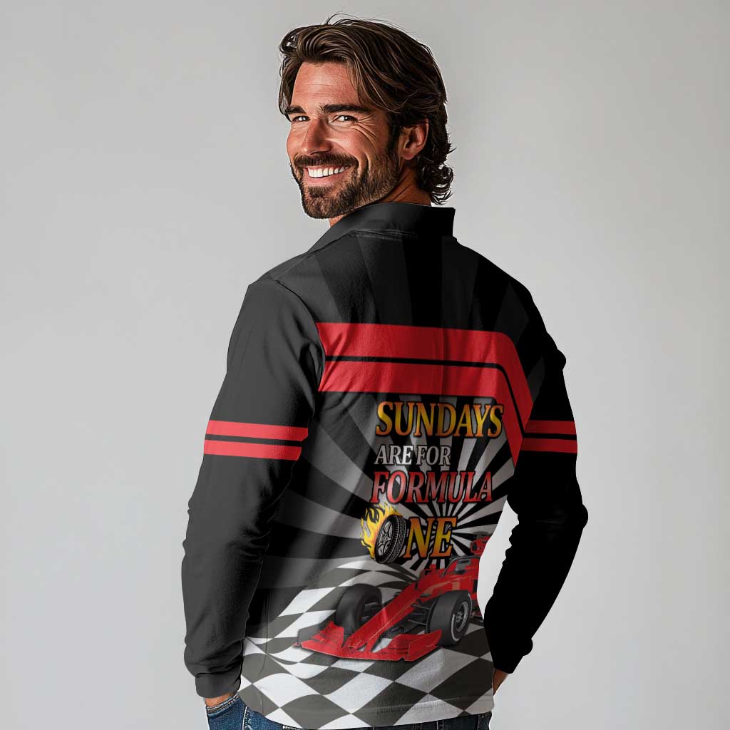 Sundays Are For Formula Racing Long Sleeve Polo Shirt - Wonder Print Shop