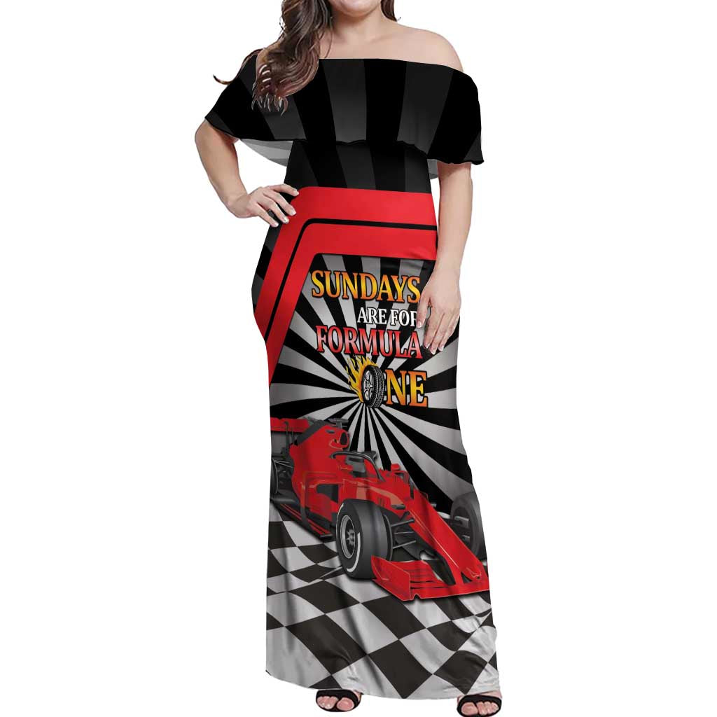 Sundays Are For Formula Racing Off Shoulder Maxi Dress - Wonder Print Shop