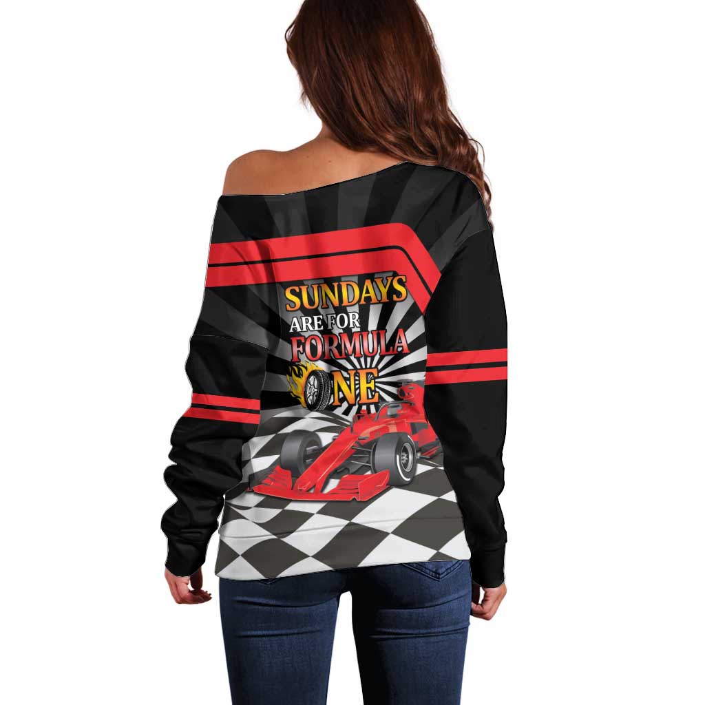 Sundays Are For Formula Racing Off Shoulder Sweater - Wonder Print Shop