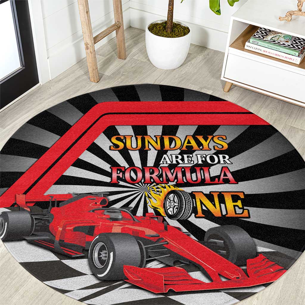 Sundays Are For Formula Racing Round Carpet - Wonder Print Shop