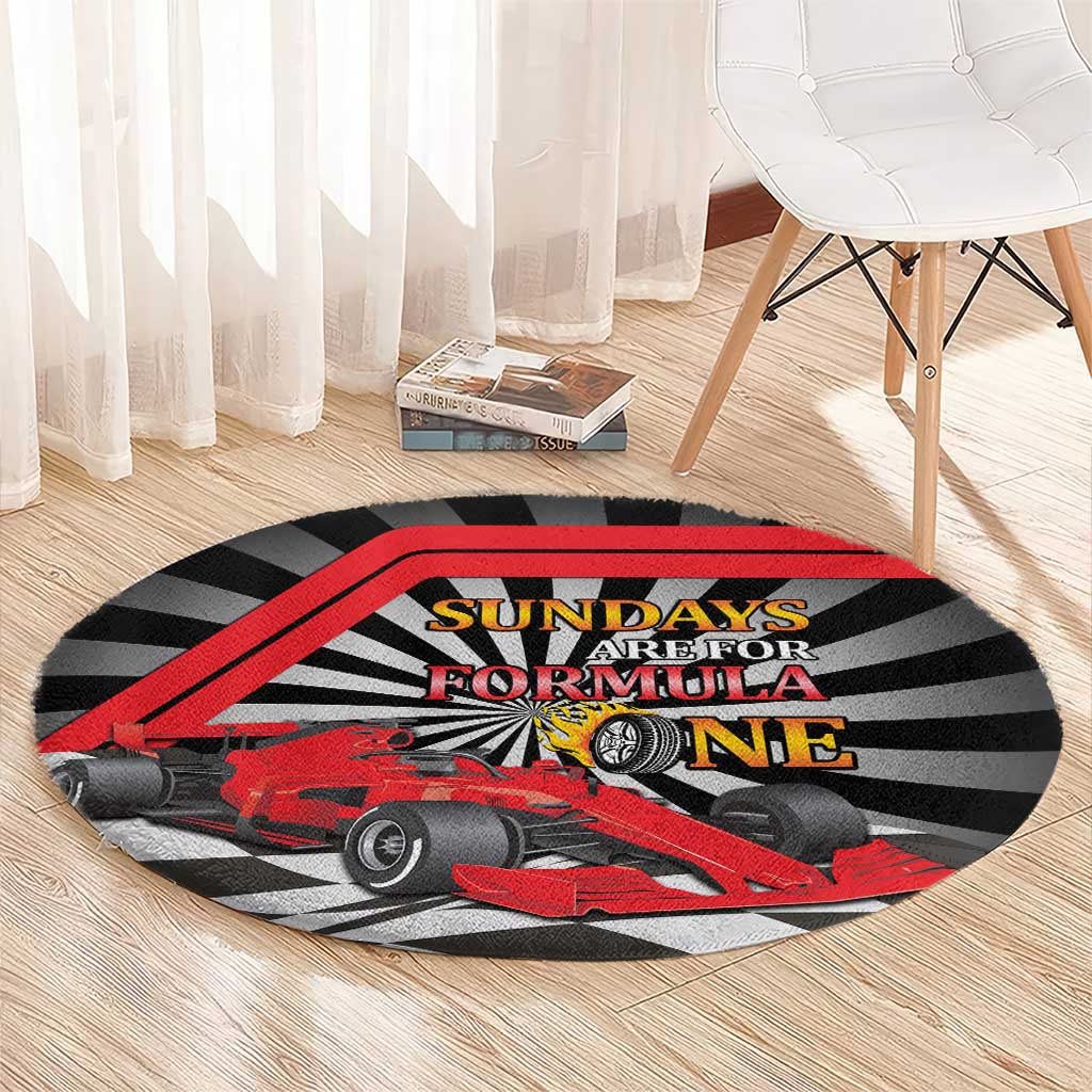 Sundays Are For Formula Racing Round Carpet - Wonder Print Shop