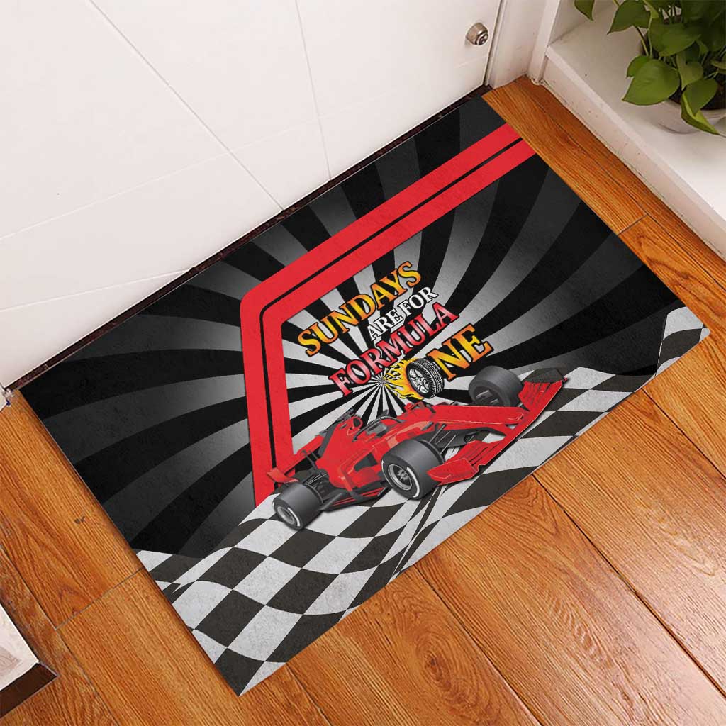 Sundays Are For Formula Racing Rubber Doormat - Wonder Print Shop