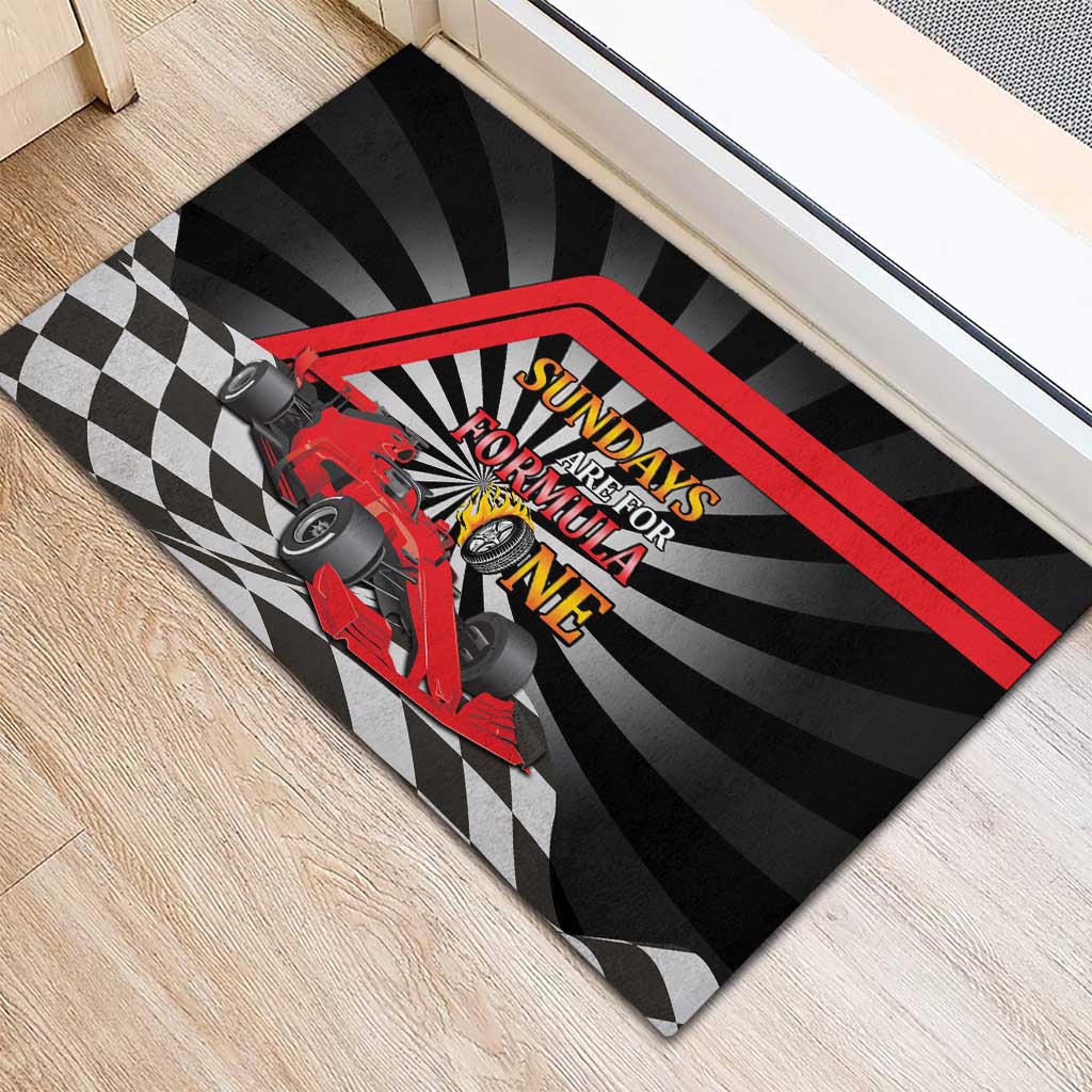 Sundays Are For Formula Racing Rubber Doormat - Wonder Print Shop