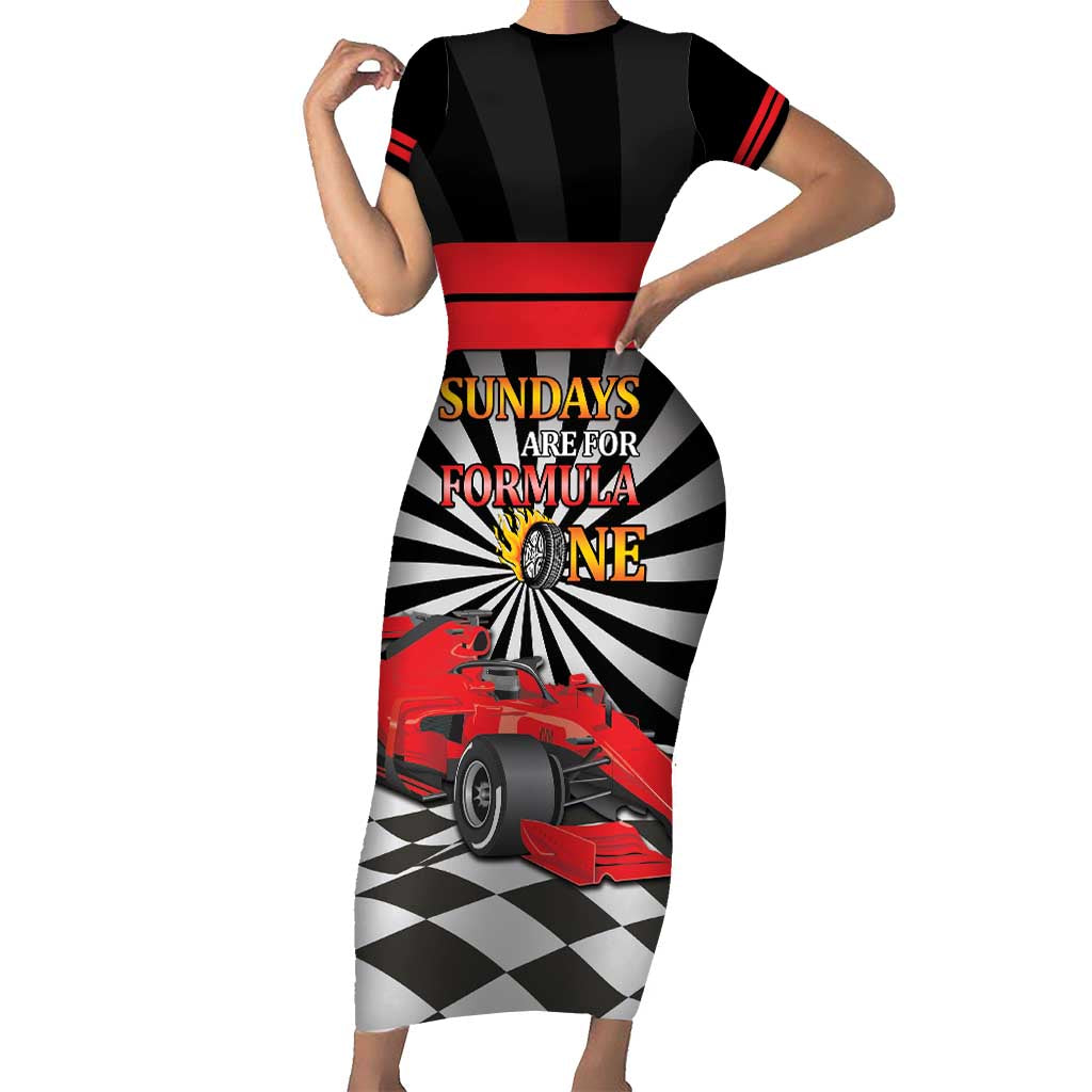 Sundays Are For Formula Racing Short Sleeve Bodycon Dress - Wonder Print Shop